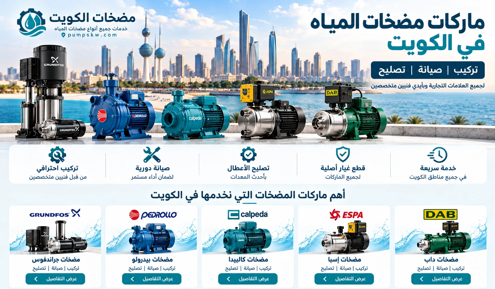 خدمات جراندفوس وبيدرولو وكالبيدا وإسبا وداب في الكويت