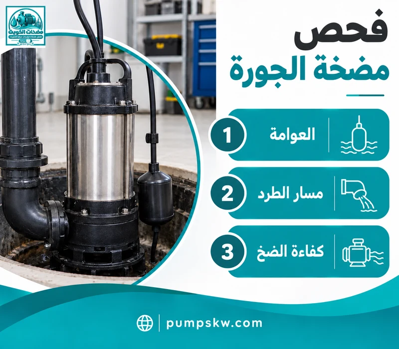 مضخة جورة مع عناصر فحص العوامة ومسار الطرد وكفاءة الضخ
